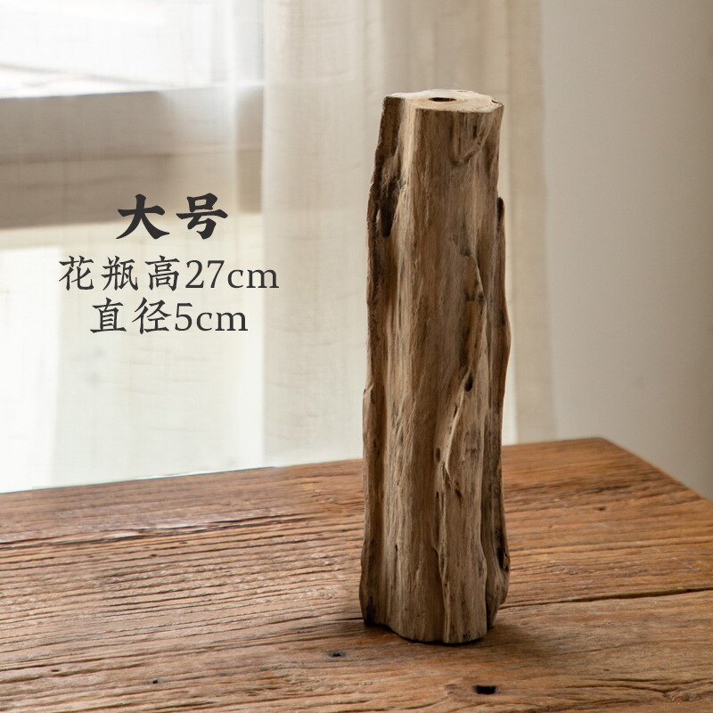 Chinese Retro Living Room Decoration Solid Wood Dried Flower Vase Home Decoration Tea Table Flower Arrangement Small Flower Ware acacuss
