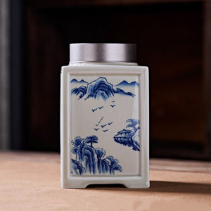 Chinese Square Ceramics Tea Caddy Oolong Tieguanyin Containers Travel Tea Bag Sealed Jar Coffee Canister Kitchen Spice Organizer acacuss