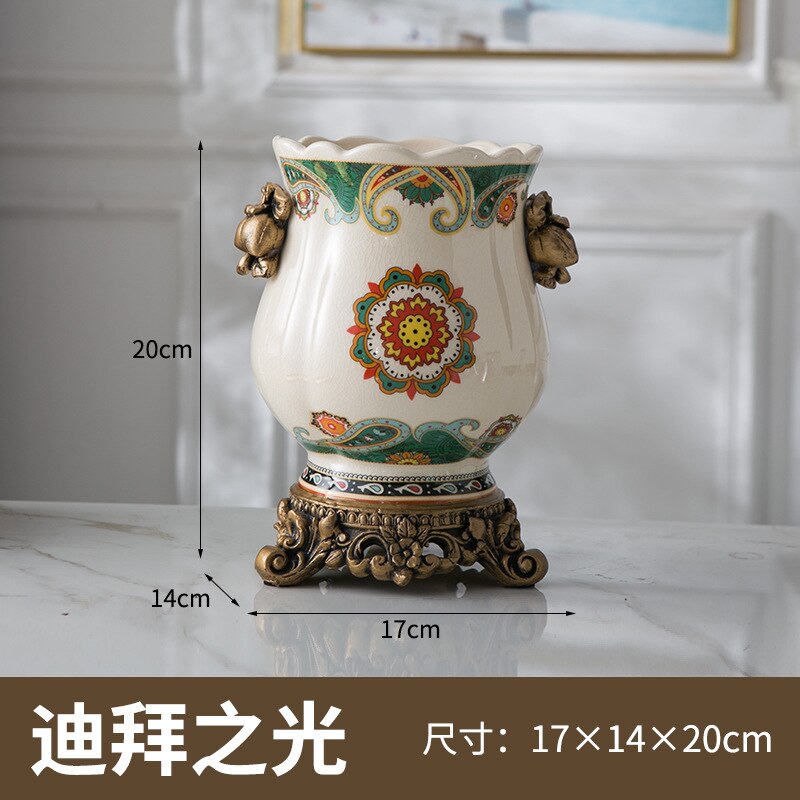 Chinese Style Blue & White Cracked Ice Pattern Ceramic Vase Creative Home Decoration European Style Vase acacuss