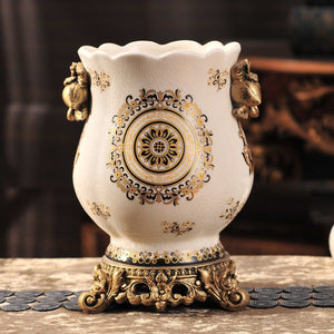 Chinese Style Blue & White Cracked Ice Pattern Ceramic Vase Creative Home Decoration European Style Vase acacuss