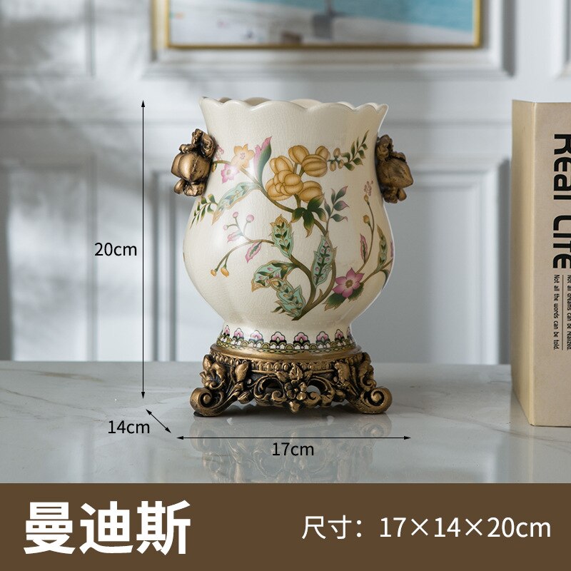 Chinese Style Blue & White Cracked Ice Pattern Ceramic Vase Creative Home Decoration European Style Vase acacuss