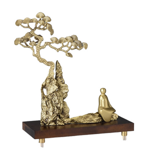 Chinese Style Brass Ornaments Welcoming Pine Statue Sculpture Household Accessories Living Room Decoration Crafts Figurines Gift acacuss
