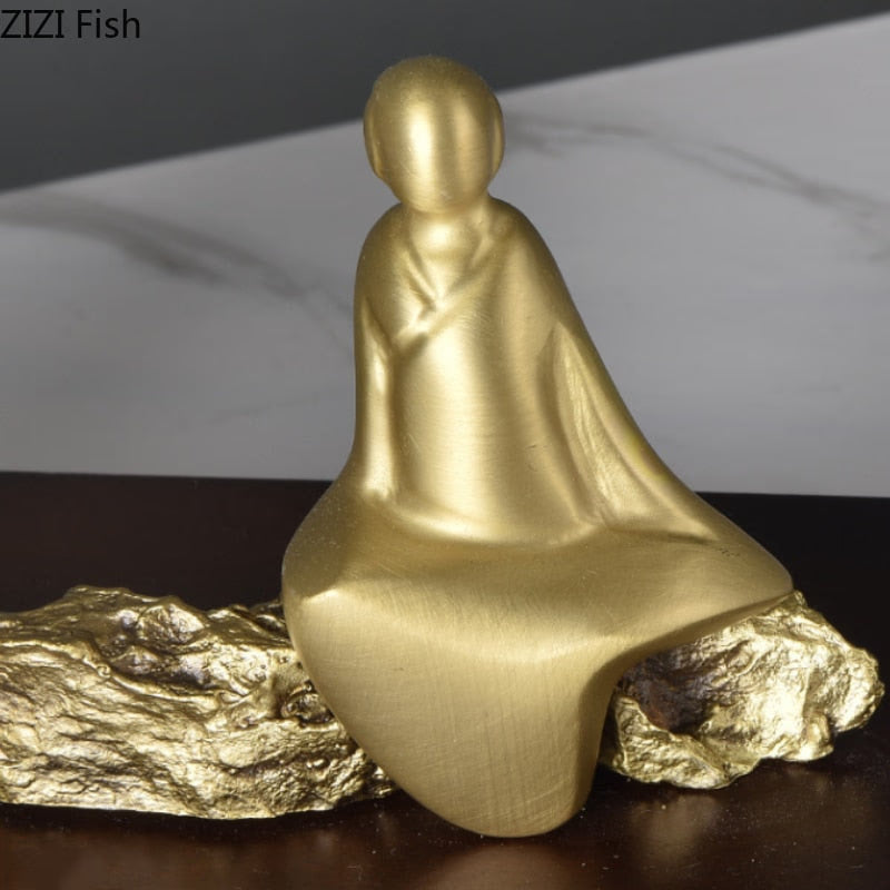 Chinese Style Brass Ornaments Welcoming Pine Statue Sculpture Household Accessories Living Room Decoration Crafts Figurines Gift acacuss