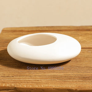 Chinese Style Ceramics Vase Flower Pot Black White Cobblestone Deformation Flower Arrangement Accessories Modern Home Decoration acacuss