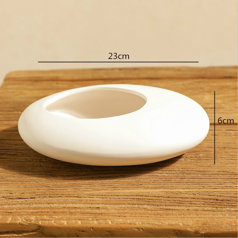 Chinese Style Ceramics Vase Flower Pot Black White Cobblestone Deformation Flower Arrangement Accessories Modern Home Decoration acacuss