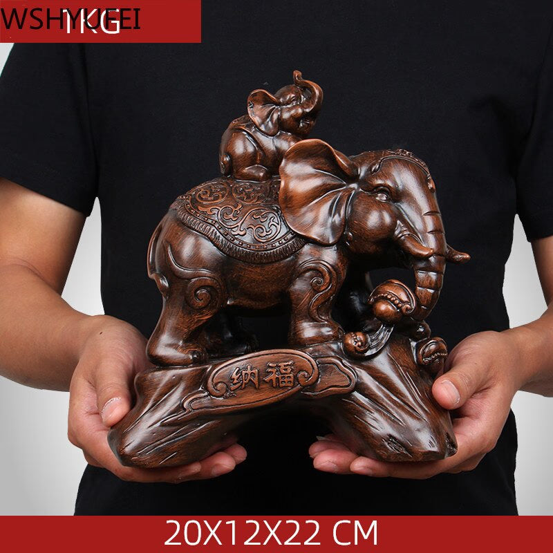 Chinese Style Elephant Animal Wine Cabinet Statue Ornaments Resin Sculpture Crafts Home Decoration Accessories Wedding Gifts acacuss