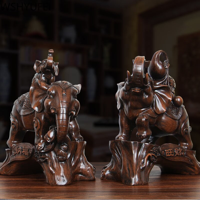 Chinese Style Elephant Animal Wine Cabinet Statue Ornaments Resin Sculpture Crafts Home Decoration Accessories Wedding Gifts acacuss