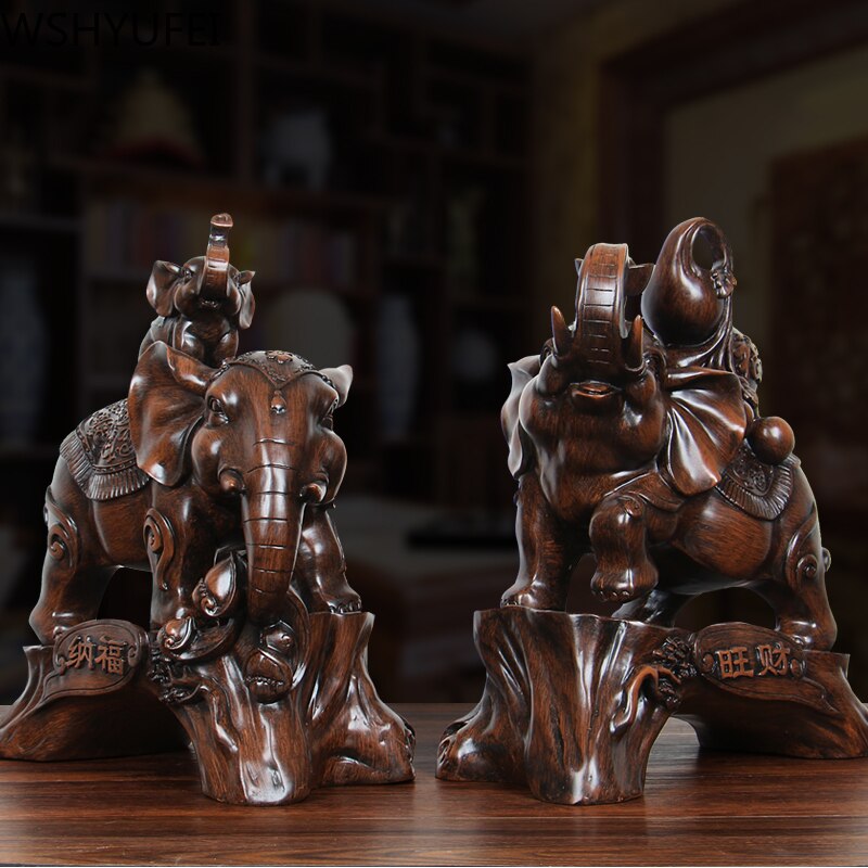 Chinese Style Elephant Animal Wine Cabinet Statue Ornaments Resin Sculpture Crafts Home Decoration Accessories Wedding Gifts acacuss