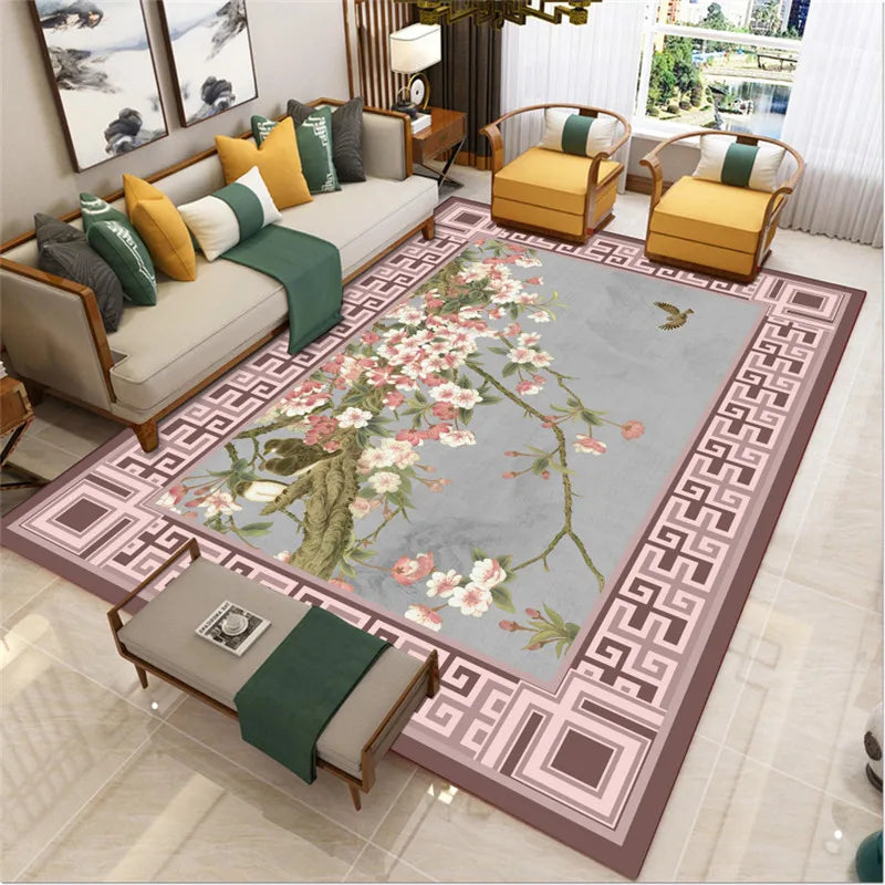 Chinese Style Living Room Carpet Coffee Table Floor Mat Chinese Style Study Bedroom Bedside Home Decoration Non-slip Floor Mat acacuss