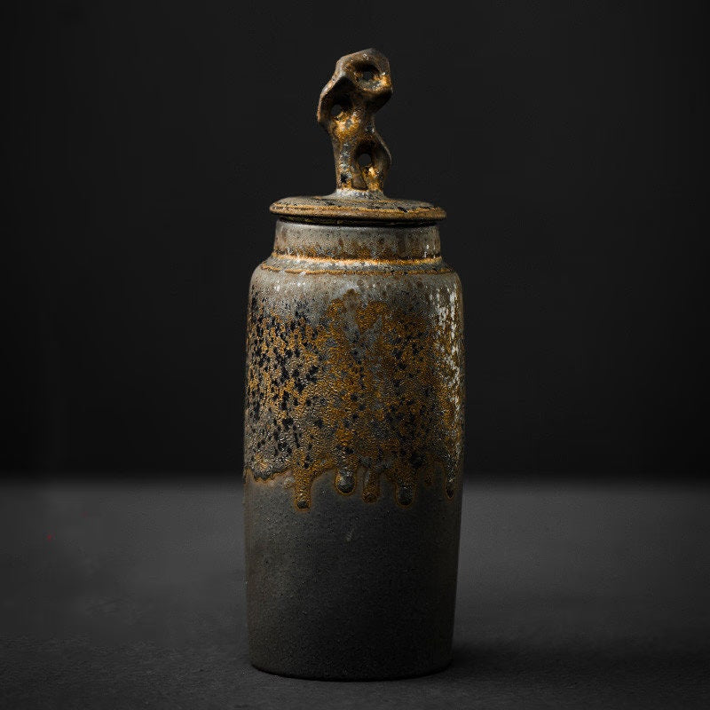 Chinese Style Stoneware Handmade Kanyama Tea Caddy acacuss