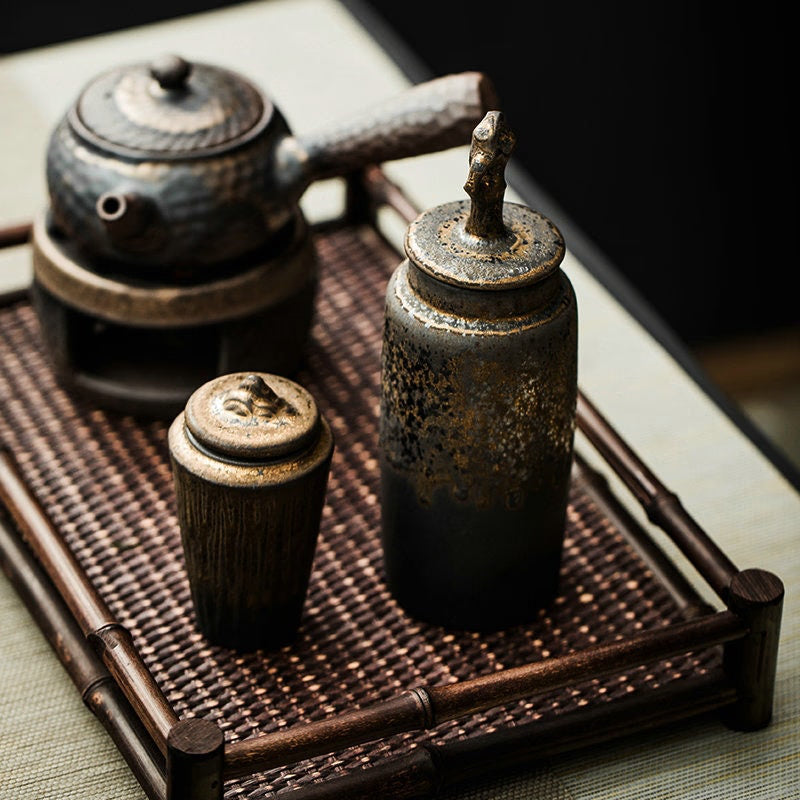 Chinese Style Stoneware Handmade Kanyama Tea Caddy acacuss