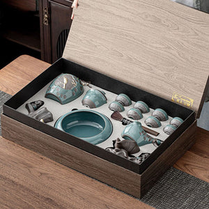 Chinese Tea Set Teapot Ceramic Luxury Office Complete Bowl Semi-automatic Puer Kung Fu Tea Cup Set Gift Kitchen Tetera Teaware acacuss