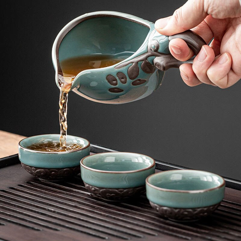 Chinese Tea Set Teapot Ceramic Luxury Office Complete Bowl Semi-automatic Puer Kung Fu Tea Cup Set Gift Kitchen Tetera Teaware acacuss