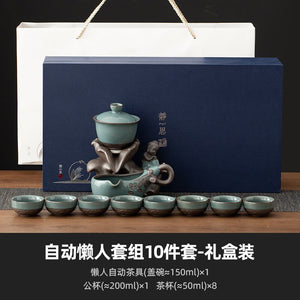 Chinese Tea Set Teapot Ceramic Luxury Office Complete Bowl Semi-automatic Puer Kung Fu Tea Cup Set Gift Kitchen Tetera Teaware acacuss