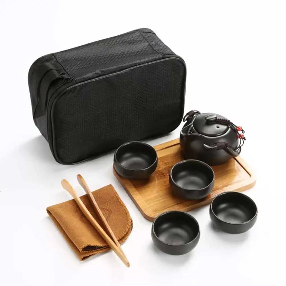 Chinese Tea Travel Set Kung Fu Ceramic Portable Teacups Teapot Porcelain Gaiwan Cups Ceremony Tools Handmade Mini Penguin Pot acacuss