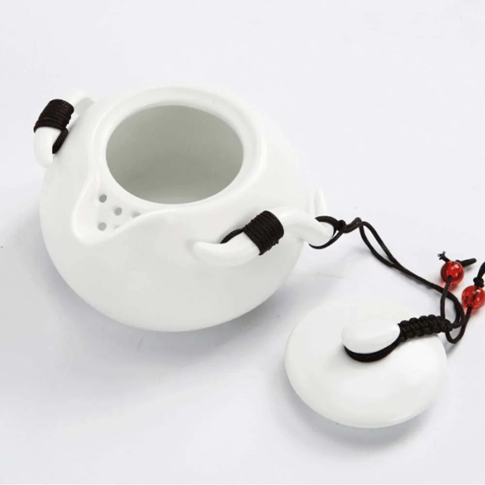 Chinese Tea Travel Set Kung Fu Ceramic Portable Teacups Teapot Porcelain Gaiwan Cups Ceremony Tools Handmade Mini Penguin Pot acacuss