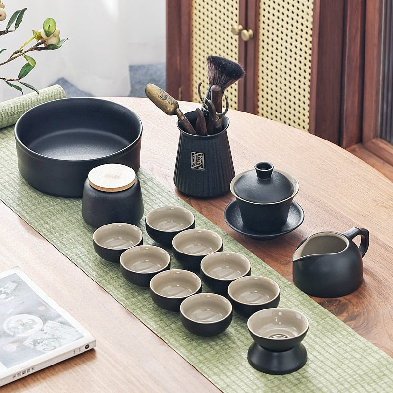 Chinese Travel Tea Set Gaiwan Portable Infusers Ceremony Ceramic Tea Sets Teacup Complete Tools Gift Juego Te Kitchen Teaware acacuss