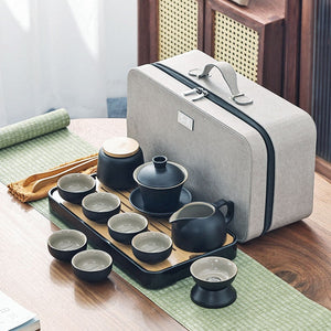 Chinese Travel Tea Set Gaiwan Portable Infusers Ceremony Ceramic Tea Sets Teacup Complete Tools Gift Juego Te Kitchen Teaware acacuss