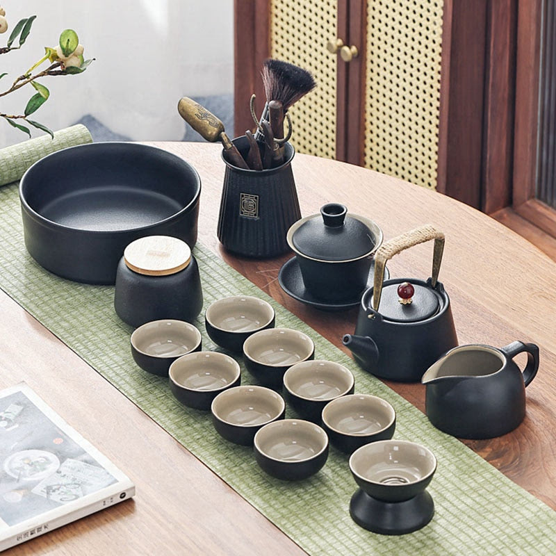 Chinese Travel Tea Set Gaiwan Portable Infusers Ceremony Ceramic Tea Sets Teacup Complete Tools Gift Juego Te Kitchen Teaware acacuss