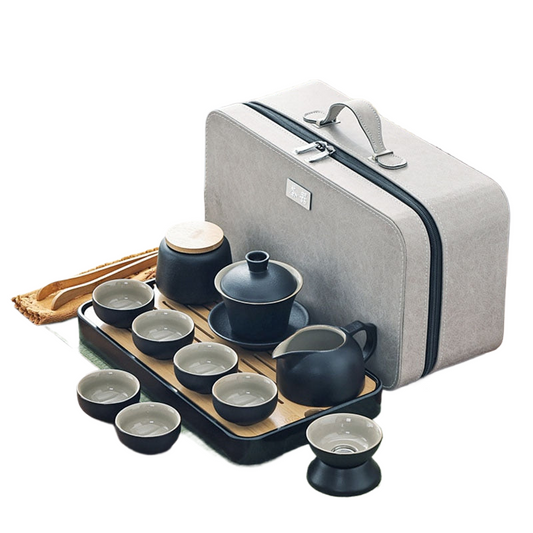 Chinese Travel Tea Set Gaiwan Portable Infusers Ceremony Ceramic Tea Sets Teacup Complete Tools Gift Juego Te Kitchen Teaware acacuss