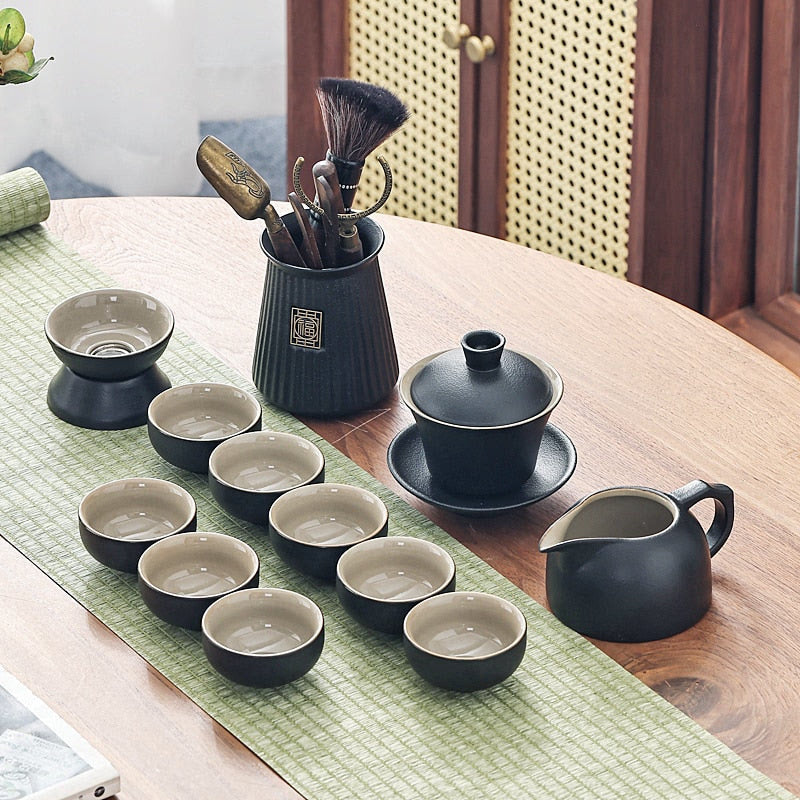 Chinese Travel Tea Set Gaiwan Portable Infusers Ceremony Ceramic Tea Sets Teacup Complete Tools Gift Juego Te Kitchen Teaware acacuss