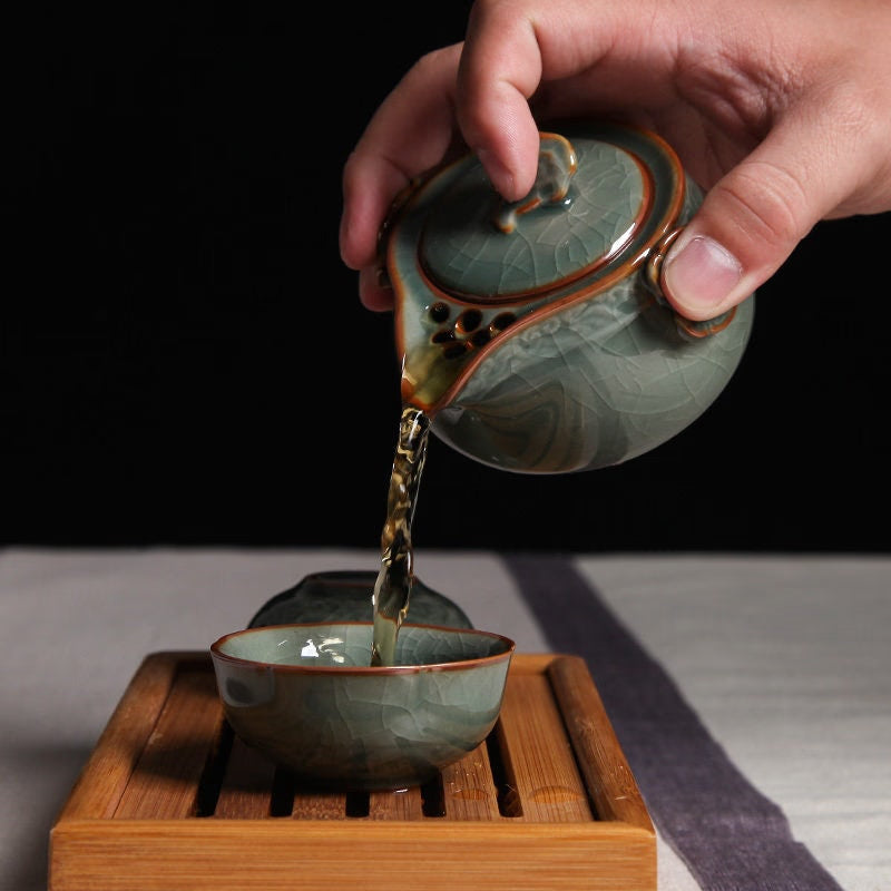 Chinese Vintage Tea Set for One with Two Cups acacuss