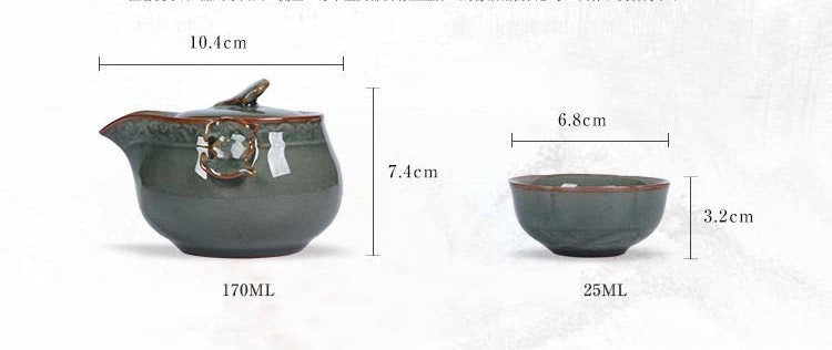 Chinese Vintage Tea Set for One with Two Cups acacuss
