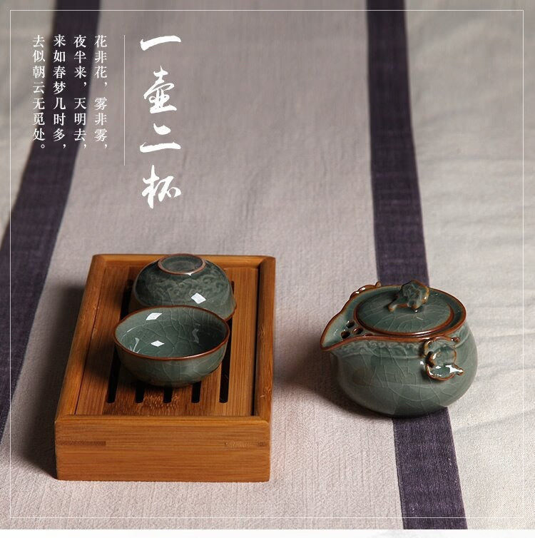 Chinese Vintage Tea Set for One with Two Cups acacuss