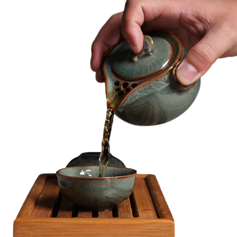 Chinese Vintage Tea Set for One with Two Cups acacuss