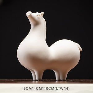 Chinese White Porcelain Horse Statue Vintage Horse Decorative Ceramic Art Zen Creative Ornaments Mascot acacuss