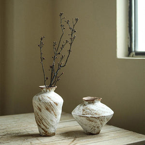 Chinese Zen Ceramic Vase, Living Room, Tea Room, Study Flower Arrangement, Wabi-Sabi, Wind Handmade, Vintage, Rough Pottery, acacuss