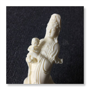 Chinese seek a child Avalokitesvara Buddha statue Resin figure sculpture Home worship statue White 18cm / 7.07 in acacuss