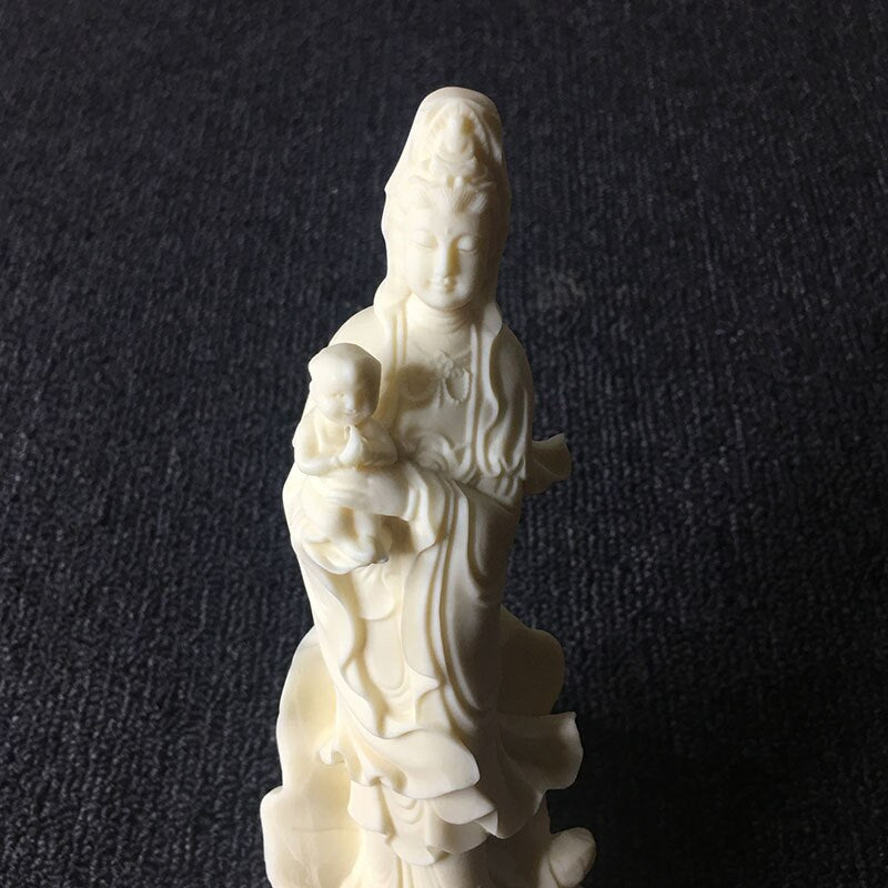 Chinese seek a child Avalokitesvara Buddha statue Resin figure sculpture Home worship statue White 18cm / 7.07 in acacuss