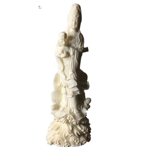 Chinese seek a child Avalokitesvara Buddha statue Resin figure sculpture Home worship statue White 18cm / 7.07 in acacuss