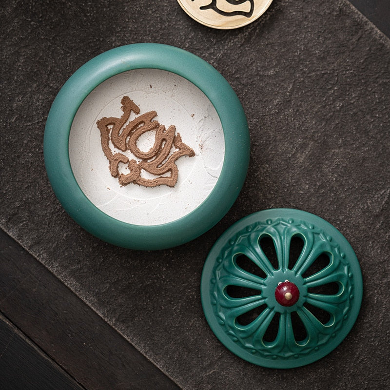 Chinese-style peacock green incense utensils set incense seal tools incense ash pressed powder utensils aromatherapy furnace acacuss