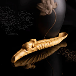 Chinese zen tea spoon Handmade craft wood carving acacuss