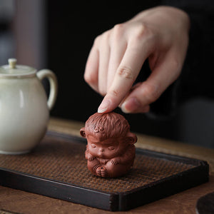 Chinoiserie Gift Ceramics Purple Clay Pottery Monkey King Sun Wukong Monkey Incense Sticks Craft Aromatherapy Tea Pet Desk Decor acacuss
