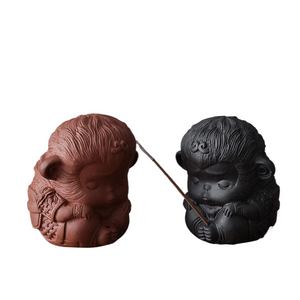 Chinoiserie Gift Ceramics Purple Clay Pottery Monkey King Sun Wukong Monkey Incense Sticks Craft Aromatherapy Tea Pet Desk Decor acacuss