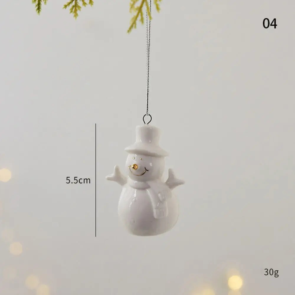 Christmas Ceramic House Pendant Hollow out Snow House Christmas Tree Charms Decoration Happy New Year Decoration Gifts acacuss