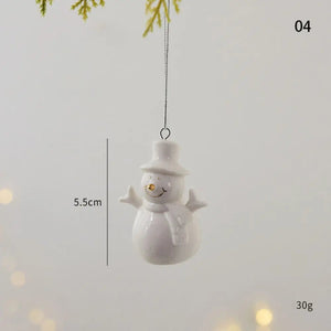 Christmas Ceramic House Pendant Hollow out Snow House Christmas Tree Charms Decoration Happy New Year Decoration Gifts acacuss