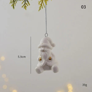 Christmas Ceramic House Pendant Hollow out Snow House Christmas Tree Charms Decoration Happy New Year Decoration Gifts acacuss