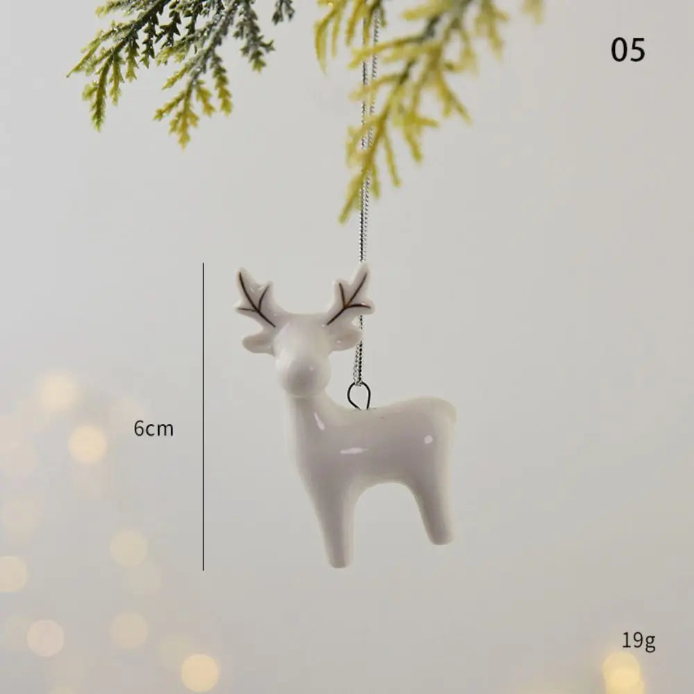 Christmas Ceramic House Pendant Hollow out Snow House Christmas Tree Charms Decoration Happy New Year Decoration Gifts acacuss