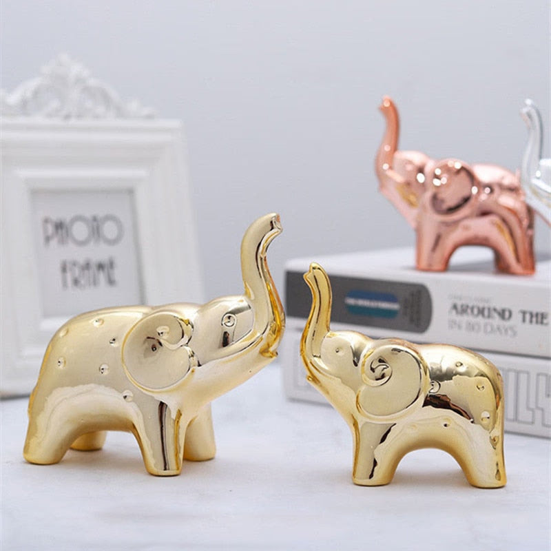 Christmas Decoration Ceramics Animal Figurines Ornaments Home Decor Cute Ceramic Elephant Statues And Sculptures Room Decor acacuss