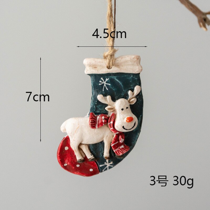 Christmas Decoration Crafts Small Resin Pendant Cute Horse Reindeer Pattern Design Xmas Tree Pendant Christmas Tree Decorations acacuss