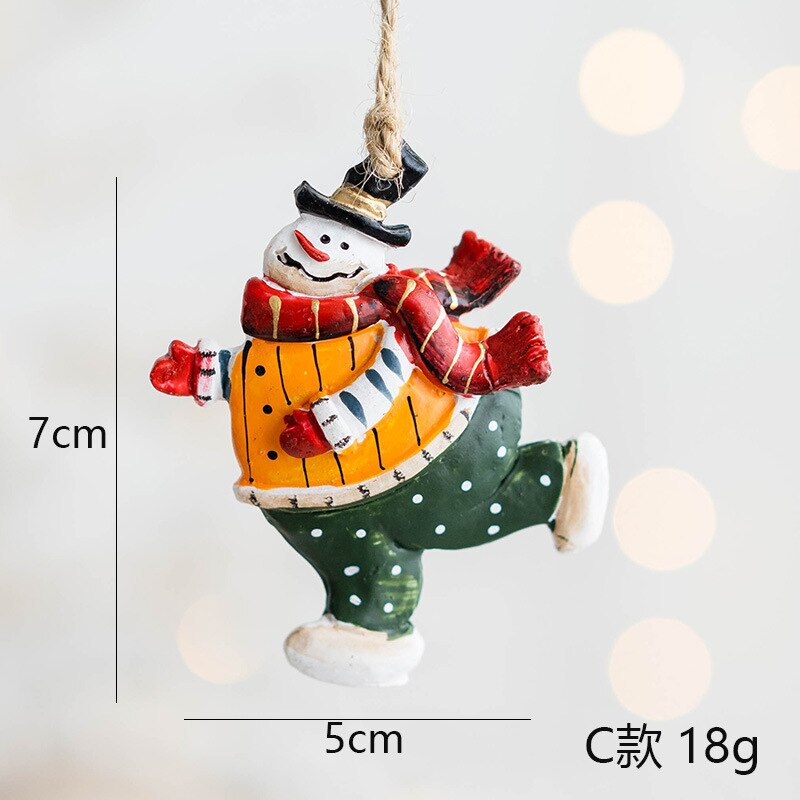 Christmas Decoration Crafts Small Resin Pendant Cute Horse Reindeer Pattern Design Xmas Tree Pendant Christmas Tree Decorations acacuss