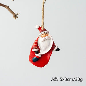 Christmas Decoration Crafts Small Resin Pendant Cute Horse Reindeer Pattern Design Xmas Tree Pendant Christmas Tree Decorations acacuss