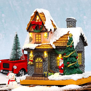 Christmas Decorations 2023 Santa Village Houses Winter Snow LED Light Xmas Ornaments Indoor Home Fireplace Display Decor Gifts acacuss