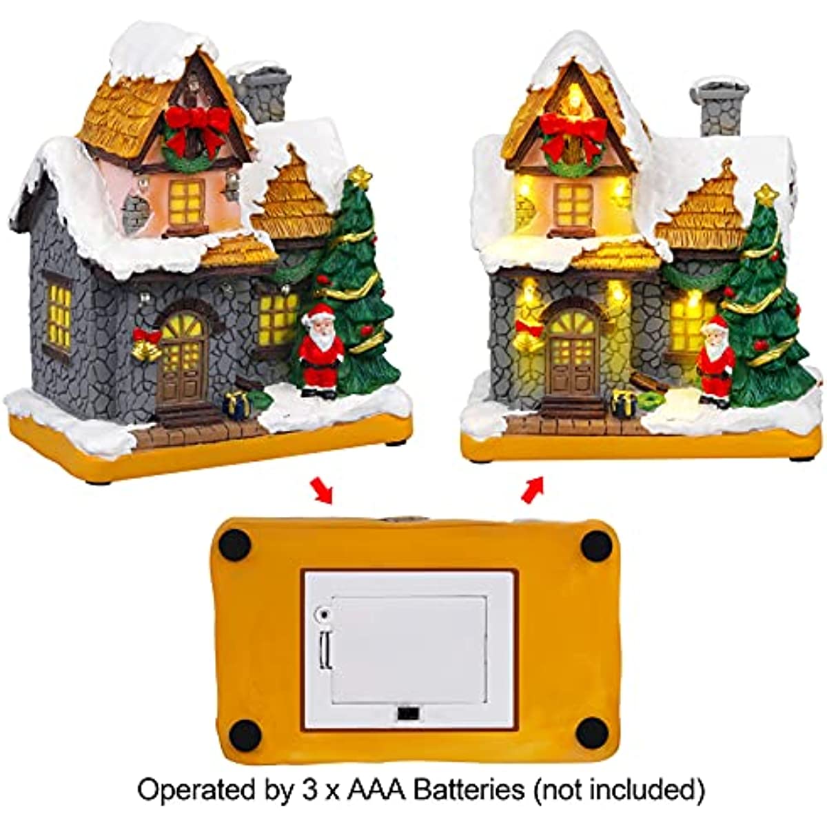 Christmas Decorations 2023 Santa Village Houses Winter Snow LED Light Xmas Ornaments Indoor Home Fireplace Display Decor Gifts acacuss