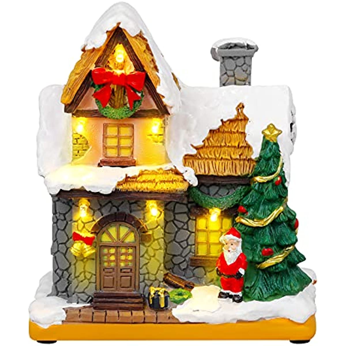Christmas Decorations 2023 Santa Village Houses Winter Snow LED Light Xmas Ornaments Indoor Home Fireplace Display Decor Gifts acacuss