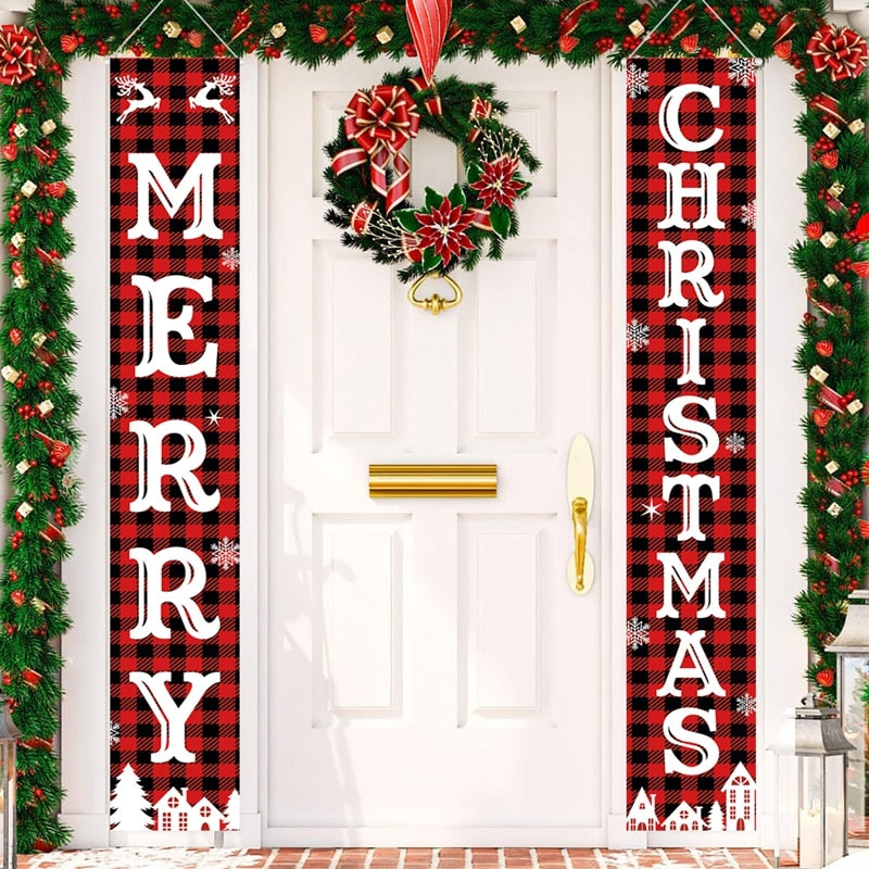 Christmas Door Decoration Merry Christmas Banner Decor for Home 2023 Hanging Christmas Ornament Navidad Happy New Year 2024 Gift acacuss